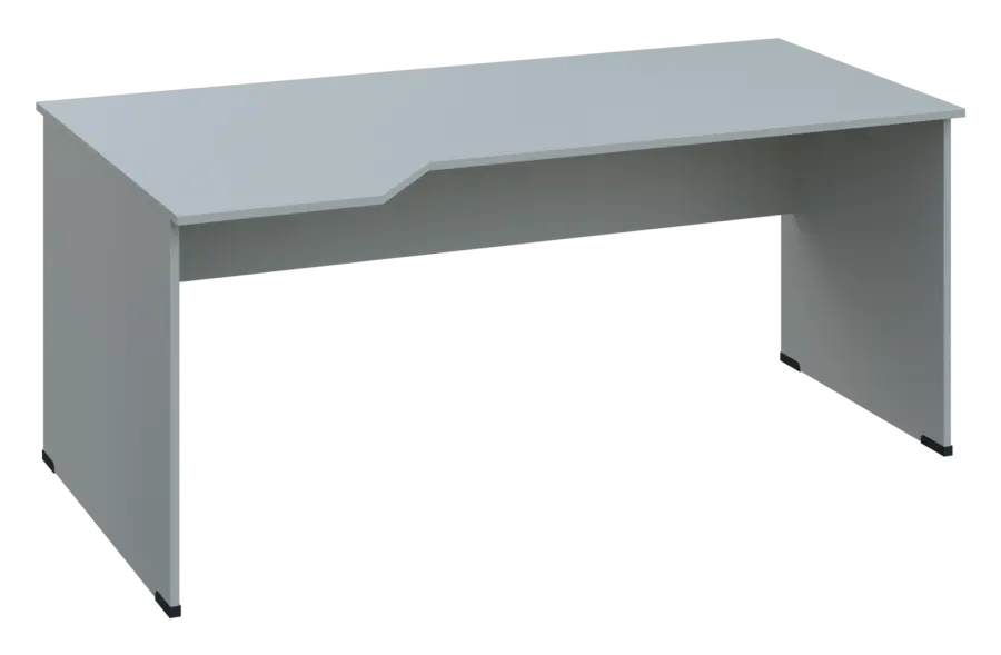 EZL 18 - 184 stůl kancelářský, rohový, levý, dřevěná podnož, deska 18 mm, široký 1800 mm, šedá